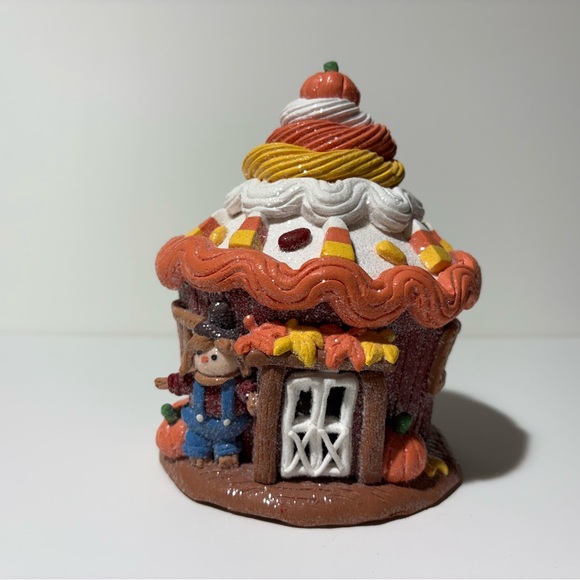 2 Pc Valerie Parr Hill Handmade Illuminated Fall Harvest Cupcake House Cottages - Picture 11 of 16